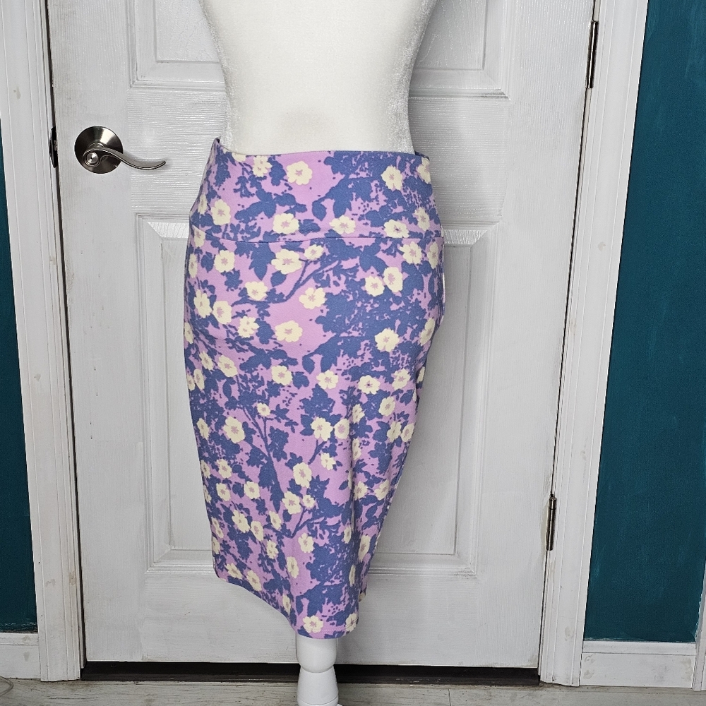 LuLaRoe Cassie Skirt Purple Blue Floral Print